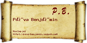 Páva Benjámin névjegykártya