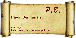 Páva Benjámin névjegykártya